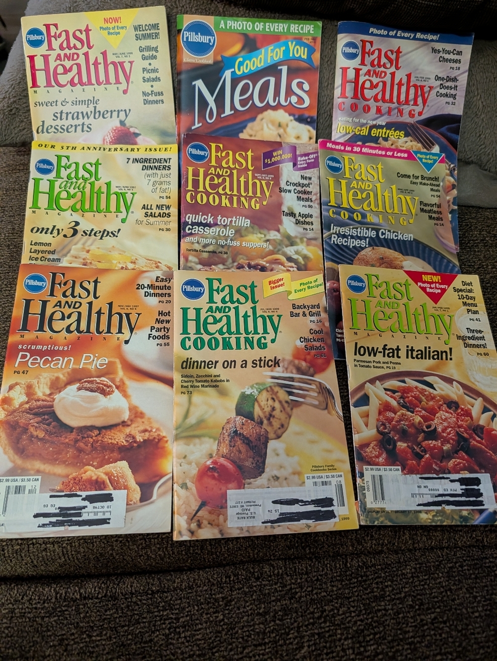 Pillsbury Fast and Healthy Cooking Magazine Lot - Assorted Covers. Vintage
